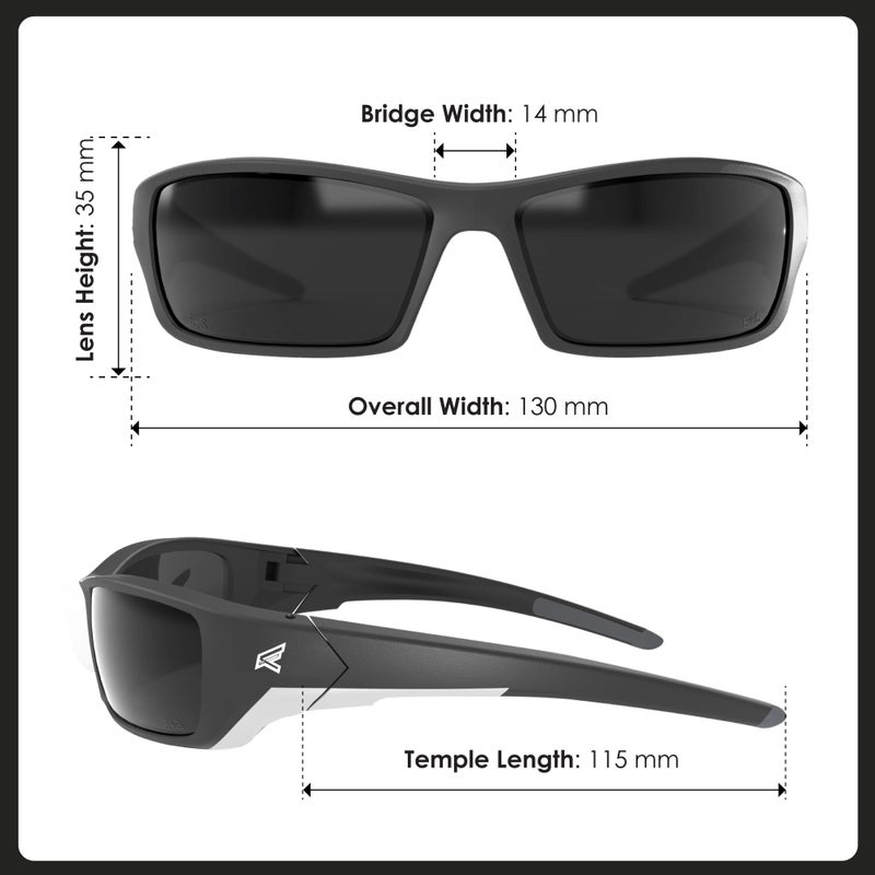 Edge نظارات أمان EDGE Reclus السوداء، مصنفة عالية التأثير Z87.1+، نظارات واقية غير قابلة للانزلاق، نظارات شمسية خفيفة الدخان - Image 5